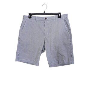 Gap 10 inch Shorts Mens Size 36 Gray White Railroad Stripe Cotton Stretch Pocket